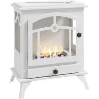 HOMCOM Chelsey-Store - Vrijstaande Bio-Ethanol Haard - Verwarmt Ruimtes tot 25 m² - Zonder Rook, Geuren of As - 45 x 28 x 54 cm - Wit