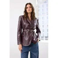 Trendyol TRENDYOLMİLLA Dames Bordeaux Effen Lang Regular fit Blazers