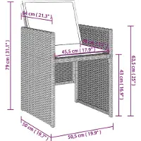vidaXL Tuinstoelen 4 st met kussens poly rattan lichtgrijs