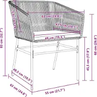 vidaXL Tuinstoelen, 2 stuks met kussens, grijs, polyrotan