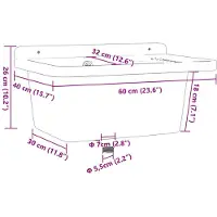 vidaXL Wastafel voor wandmontage, grijs, 60x40x28 cm, kunsthars