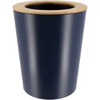Tendance Badkamer prullenbak/afvalbak 103 series - blauw - 5 liter - 20 x 25 cm - metaal/bamboe hout