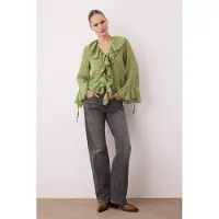 Trendyol TRENDYOLMİLLA Dames Groen Effen Lang Relaxed fit Blouses