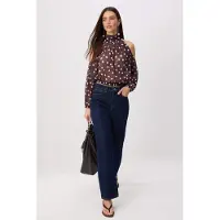 Trendyol TRENDYOLMİLLA Dames Bruin Stippen Lang Regular fit Blouses