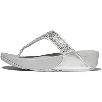 FitFlop Women Lulu Crystal-Mix Toe-Post Sandals Silver-Schoenmaat 41