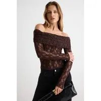 Trendyol TRENDYOLMİLLA Dames Bruin Effen Lang Getailleerd Blouses