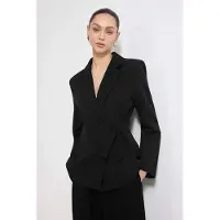 Trendyol TRENDYOLMİLLA Dames Zwart Effen Lang Getailleerd Blazers