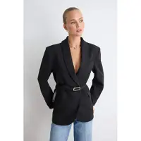 Trendyol TRENDYOLMİLLA Dames Zwart Effen Lang Regular fit Blazers