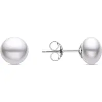Luxenter Nandi 925 Sterling Zilver en Wit Rhodium Geplateerde Parel Oorbellen