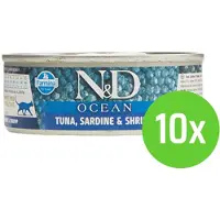 N&D Farmina Kat Ocean Tonijn, Sardines & Garnalen Adult 80 gram - 10 blikjes