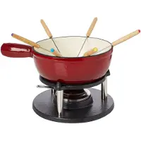 Famanu – Emaille fondueset voor 6 personen met brander en vorken