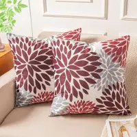Famanu - Kussensloop set van 2 stuks, wijnrood, 50 x 50 cm, fluweel, decoratieve vierkante sierkussenhoezen voor woonkamer