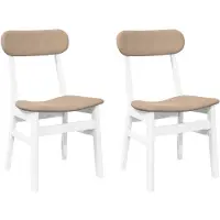 vidaXL Eetkamerstoelen met kussens 2 st massief hout rubber wit