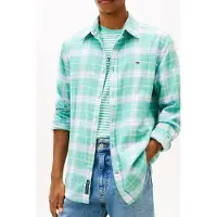 Tommy Hilfiger Tjm Reg Flannel Checked Shirt Antique Teal/big Check Maat: S | Casual Overhemden Outlet | Heren | Groen