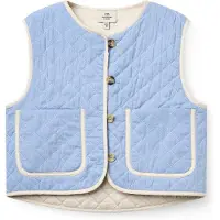 Copenhagen Colors gilet - lichtblauw/ecru Meisjes Katoen Ronde hals Meerkleurig - maat 122-128