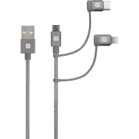 Skross USB-kabel, 3-in-1, gevlochten, 0,30 meter, spacegrijs - Kabel - Digitaal/Data (SKCA00133-130CN)