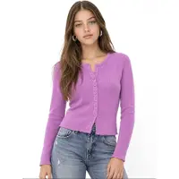 MixRay Geknoopte Slim Fit Ribbelgebreide Cardigan