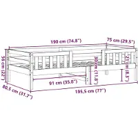 vidaXL Bedframe zonder matras massief grenenhout 75x190 cm