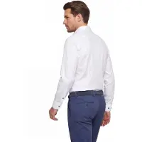 Ledub business overhemd normale fit wit wide spread boord