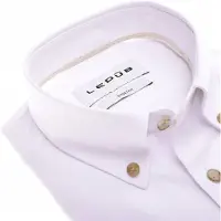 Ledub Overhemd wit Modern Fit borstzak katoen button-down