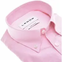 Ledub Overhemd roze katoen button down Modern Fit met borstzak