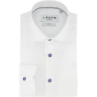 Ledub Overhemd wit Modern fit katoen wide spread
