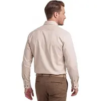 Ledub Overhemd beige Modern Fit katoen met borstzak button-down