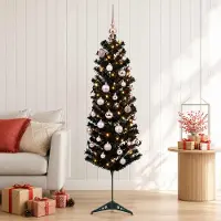 vidaXL Smalle kunstkerstboom met kerstbal 120 cm 150 LED's Warmwit