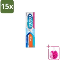 Corega 15 x Ultra Kleefcrème - Krachtig Houvast & Bescherming - Met Verfrissende Mintsmaak - 40g - Bulkverpakking - Gebitprothese kleefcrème - Douchemop - Houvast gebitsprothese