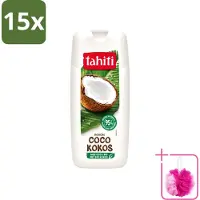 Tahiti 15 x - Douchegel - Biologische Kokos - 100% Vegan - 300 ml - Bulkverpakking - Douchegel kokos - Douchemop - Biologische kokos