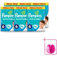 Pampers 6 x - Active Baby - Luiers - Maat 6 (13-18 kg) - Extra Groot - 96 Luiers - Bulkverpakking - Luiers voor baby - Douchemop - Droge luiers