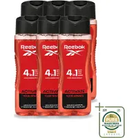 Reebok 6 x - Activate Your Senses - Douchegel - 4 in 1 - 400 ml - Wasstrips - Douchegel 4 In 1 - Douchegeur - Scheerschuim - Lichaam Verzorging - Gezicht Verzorging