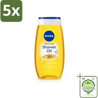 Nivea 5 x - Doucheolie - Natuurlijke Doucheolie - 200 ml - Grootverpakking - Vaatwasstrips - Doucheolie - Natuurlijke Oliën - Huid Verzorging - Zachte Huid - Hydraatatie