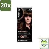 Syoss 20 x Permanent Coloration 4-8 - Haarverf - Chocolade Bruin - Grootverpakking - Vaatwasstrips - Haarkleur - Chocoladebruin - Permanent Haarkleuren - Keratine - Grijsdekking