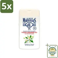 Le Petit Marseillais 5 x - Douchecrème - Oranjebloesem - Hydraterend - 250ml - Wasstrips - Douchecrème - Hydraterende Douchecrème - Oranjebloesem - Huidverzorging - Milieuvriendelijke Douchecrème