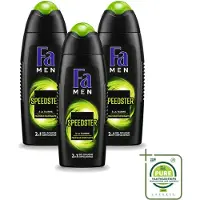 Fa 3 x Men - Douchegel - Speedster - Verfrissend & Energiek - Langdurig - 250 ml - Grootverpakking - Vaatwasstrips - Douchegel Mannen - Energie - Verfrissend - Taurine - Langdurig Effect