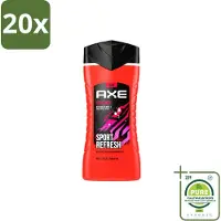 Axe 20 x – Douchegel – Sport Refresh – 250 ml - Grootverpakking - Vaatwasstrips - Douchegel Sport - Verfrissende Douchegel - Menthol Douchegel - Sportieve Geur - Frisse Boost