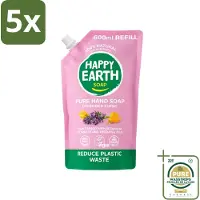 Happy Earth 5 x – Handzeep Navulling – 100% Natuurlijk Lavender Ylang – 600 ml - Wasstrips - Handzeep Navulling - Natuurlijke Handzeep - Vegan Handzeep - Lavendel Handzeep - Ylang Handzeep