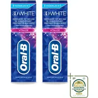 Oral-B 2 x - 3D White Vitalize - Tandpasta - Whitening - 75 ml - Wasstrips - Tandpasta Whitening - Tanden Versterken - Glazuur Beschermen - Tanden Reinigen - Mondgezondheid