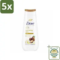 Dove 5 x Douchecrème - Nourishing Care - Arganolie - 225 ml - Wasstrips - Douchegel - Arganolie - Hydratatie - Droge Huid - Voedende Huid