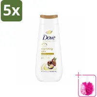 Dove 5 x Douchecrème - Nourishing Care - Arganolie - 225 ml - Bulkverpakking - Douchegel - Douchemop - Voedende huid