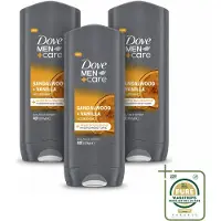Dove 3 x – Douchegel – Men+Care Sandalwood & Vanilla – 400 ml - Wasstrips - Douchegel Mannen - Mannelijke Huid Verzorging - Hydraatende Douchegel - Douchegel Voor Mannen - Huid Verzorging Mannen