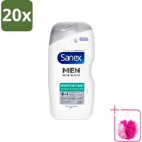 Sanex 20 x – Douchegel – Men Sensitive – 400 ml - Bulkverpakking - Gevoelige mannenhuid - Douchemop - Douchegel