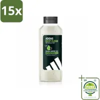 Adidas 15 x – Douchegel – Active Skin & Mind Deep Clean – 400 ml - Grootverpakking - Vaatwasstrips - Douchegel - Reinigen Na Training - Exfoliëren - Huid Reinigen - Vulkanische Steen
