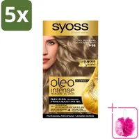 Syoss 5 x - Oleo Intense 7-58 Cool Beige Blond - Haarverf - Zonder Ammoniak - Grijsdekking - Langdurige Kleur - Bulkverpakking - Haarkleuring zonder ammoniak - Douchemop - Olijfkleur