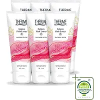 Therme 6 x - Saigon Pink Lotus - Douche Satin - Verfrissend - Verzorgend - 200ml - Grootverpakking - Vaatwasstrips - Douchegel - Roze Lotus - Wellness - Geur - Zacht Huidgevoel