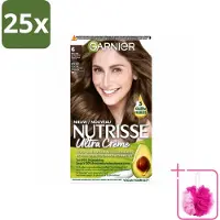 Garnier 25 x - Nutrisse Ultra Crème 6 - Haarkleuring - Natuurlijk Donkerblond - Intens Voedend - Permanente Kleur - Bulkverpakking - Haarkleur - Douchemop - Haarkleuring