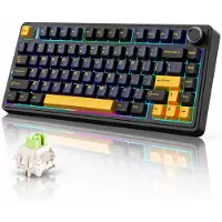 Aula F75 - Draadloze Gaming Toetsenbord - Mechanisch Toetsenborden-QWERTY Toetsenbord Gaming Keyboard -Tri mode- 80 Keys 75%- Gasket - Hot Swap- Donder zwart