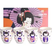 Tokyo Design Studio - Koffiekopjes - Set van 4 - Kawaii - Maiko - Met Geschenkdoos - 170ml