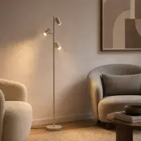 LINDBY Vloerlamp Kardis, crème / amber, Woon-/ Eetkamer, metaal, Modern, vloerlamp